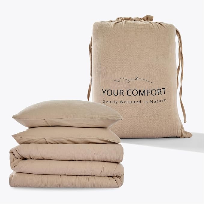 100% Sandwashed Cotton Duvet Cover King, Soft King Size Duvet Cover Set 3 Pieces - Image 7