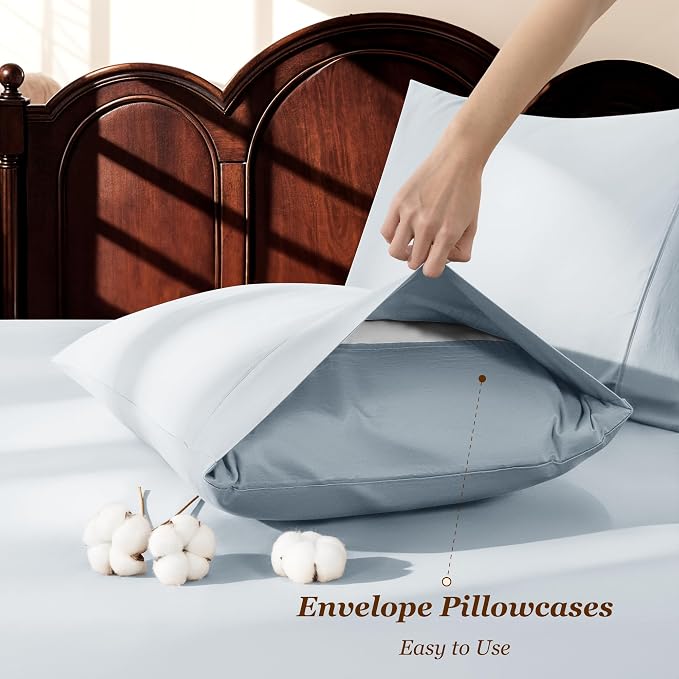 LBRO2M 1000 Thread Count 100% Egyptian Cotton Sheets Set California King Size - Image 6