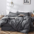 MooMee Bedding Duvet Cover Set 100% Washed Cotton Linen Like Textured by MOOMEE