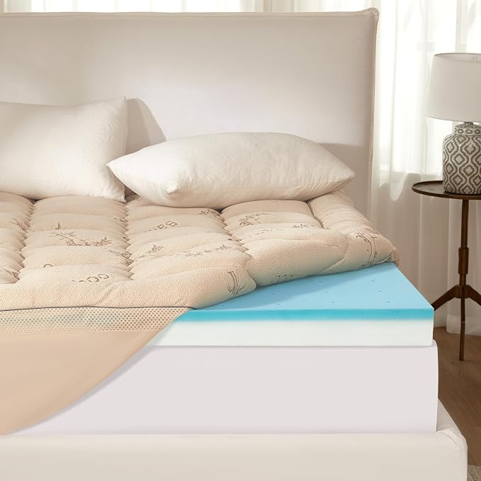 BEDLORE 4 Inch Memory Foam Mattress Topper King, 2-in-1 Dual Layer Design by Bedlore