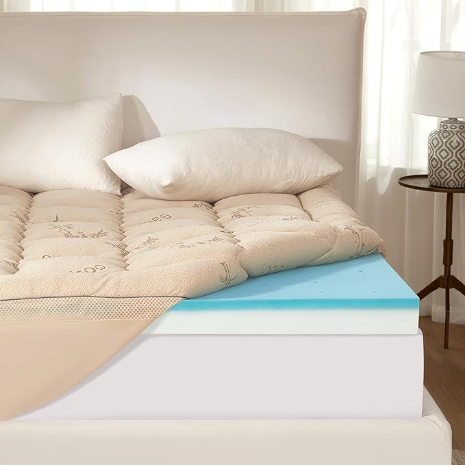 BEDLORE California King Memory Foam Mattress Topper 4 Inch, 2-in-1 Dual Layer by Bedlore