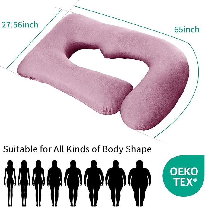 U-Shaped Pregnancy Pillow for Sleeping, Full Body Support for Back, HIPS & - Image 2