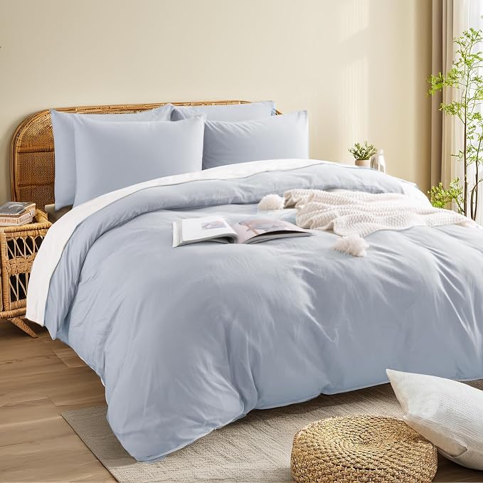 NEXHOME PRO Queen Duvet Cover Set, 100% Washed Cotton - Image 7