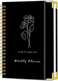 Undated Weekly Planner with Metal Corner Hardcover Notebook, A5 Size Journal by KAICNPAPER