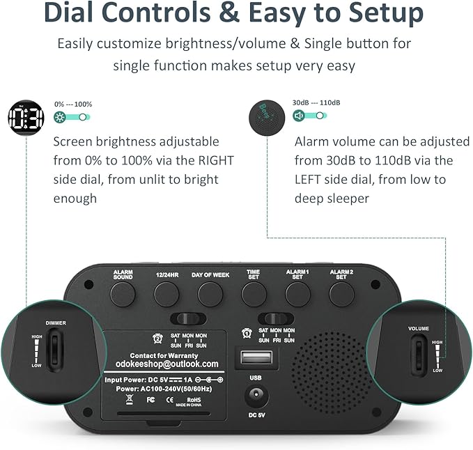 Odokee Digital Dual Alarm Clock - Image 2