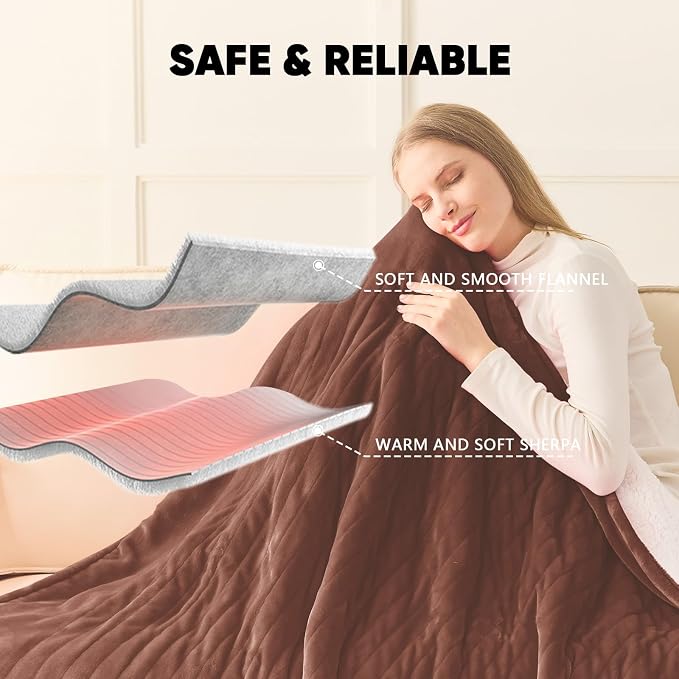 greenoak Heated Blanket Electric Queen Size 84"X90" Dual Control, Heating - Image 6