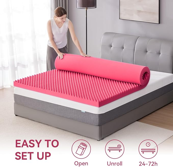 SINWEEK 2 Inch Egg Crate Memory Foam Mattress Topper Twin Size, Soft Mattress - Image 6