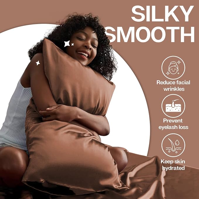 MR&HM Satin Pillowcase for Hair and Skin, Silk Satin Pillowcase 2 Pack - Image 4
