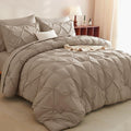 CozyLux Full Size Comforter Sets Khaki, 7 Pieces Pintuck Bed in A Bag Khaki by CozyLux