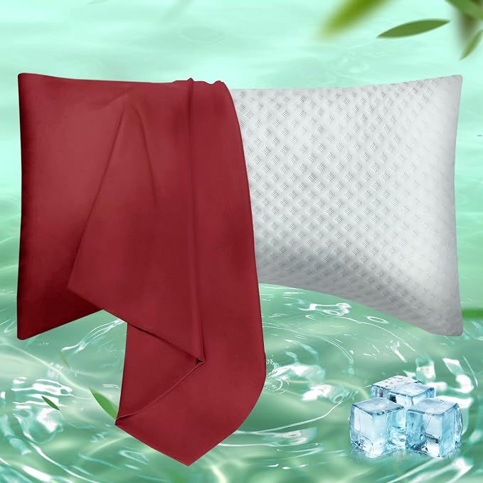 Curved Pillow Case King Size, Side Sleeper Pillow Cases Cover Cooling Rayon by JamRest