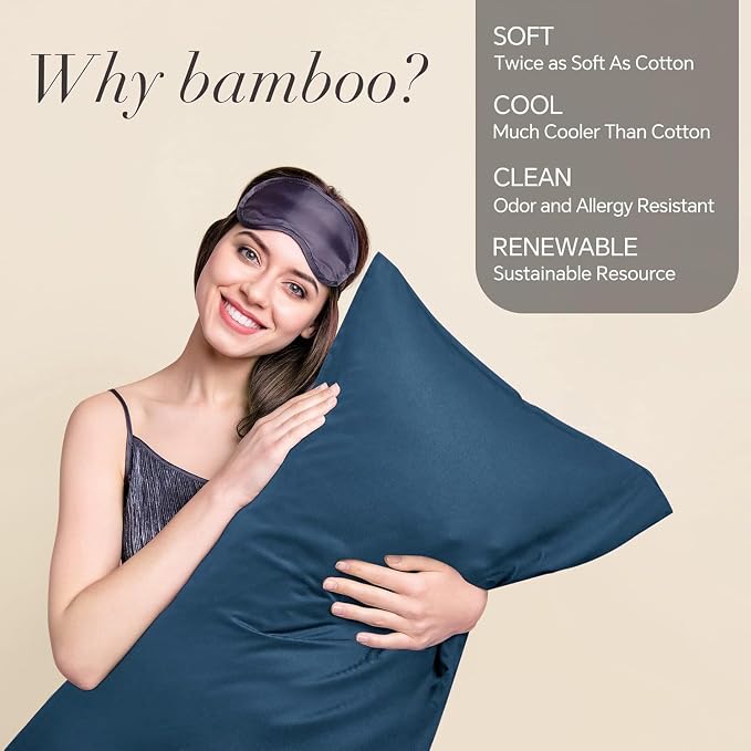 BEDELITE King Size Pillow Cases Set of 2, Rayon Derived from Bamboo, Cooling - Image 2