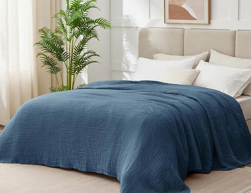 100% Cotton Muslin Blanket King 108" x 90", 6 Layers Breathable and Lightweight - Image 2