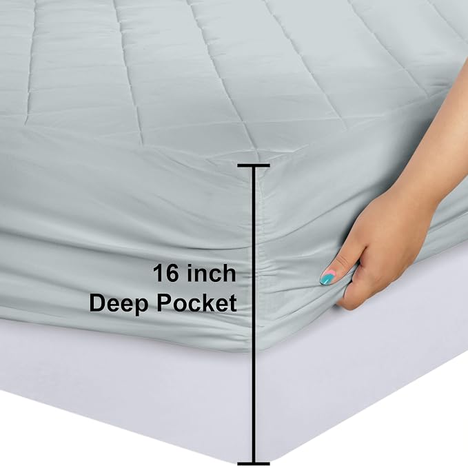 Utopia Bedding Quilted Fitted Mattress Pad, Full Size, Elastic Fitted Mattress - Image 3