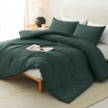 CozyLux Full Size Comforter Set Forest Green, 3 Pieces Solid Breathable Quilted by CozyLux