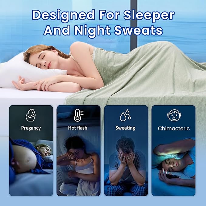 Topcee Cooling Blanket for Night Sweats Absorbs Heat to Keep Adults Cool on - Image 4