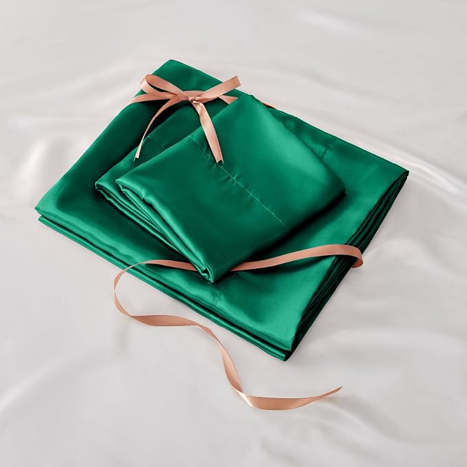 BEDELITE California King Sheets Set, Luxury Soft Dark Green Satin Sheets - Image 7