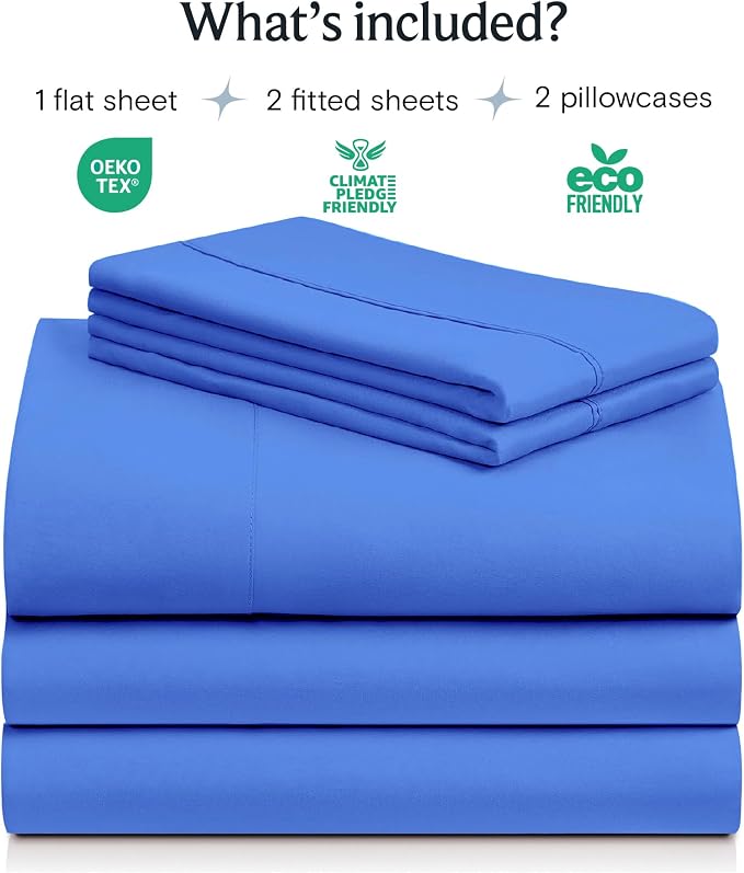 LuxClub 5 PC Sheet Set Bed Sheets Deep Pockets 16" Eco Friendly Wrinkle Free - Image 2