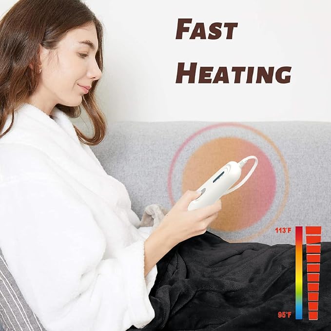 Tefici Electric Heated Blanket Throw, Super Cozy Soft 2-Layer Flannel 50" x 60" - Image 5