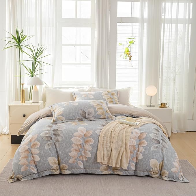 OAITE Duvet Cover Set Queen Size Floral Pattern 500 Thread Count Ultra Soft by OAITE