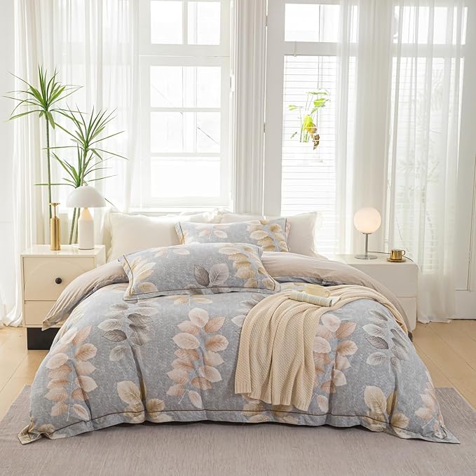 OAITE Duvet Cover Set King Size Floral Pattern 500 Thread Count Ultra Soft 100% by OAITE