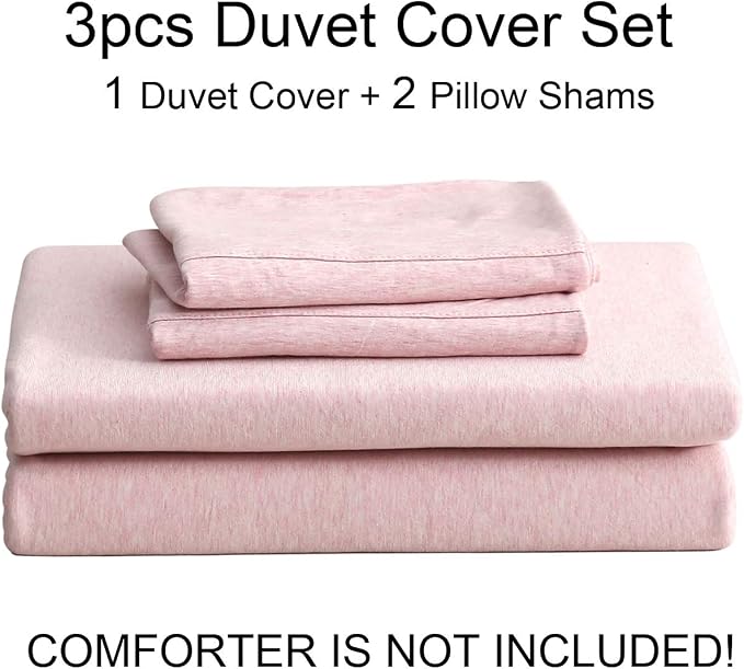 PURE ERA Jersey Knit Duvet Cover Set 100% T-Shirt Cotton Super Soft Comfy 3pc - Image 5