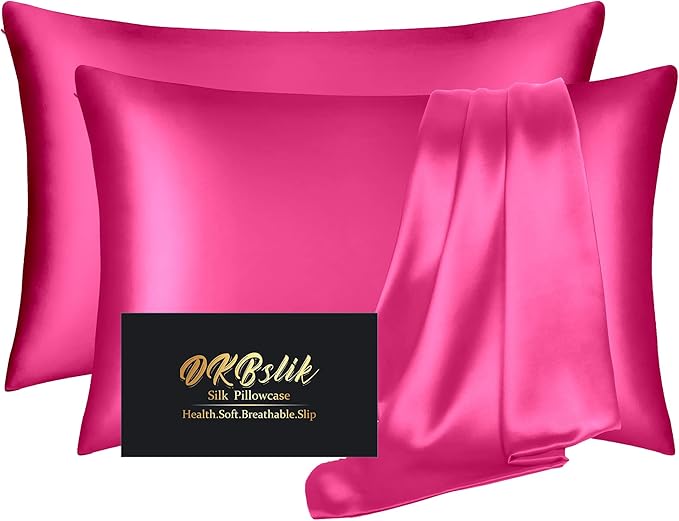 Silk Pillow Cases 2 Pack, Mulberry Silk Pillowcases Standard Set of 2, Anti Acne by HOME