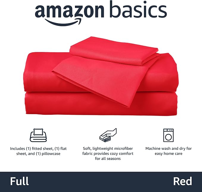 Amazon Basics Kid's Soft, Breathable, Easy-Wash Microfiber 4-Piece Sheet Set - Image 3
