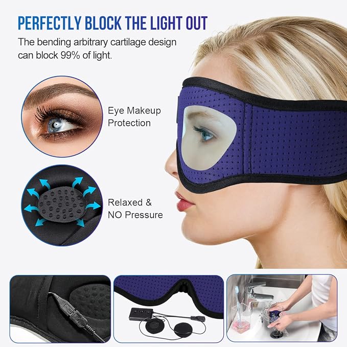 MUSICOZY Sleep Headphones Breathable Bluetooth Headband 3D Sleeping Headphones - Image 6