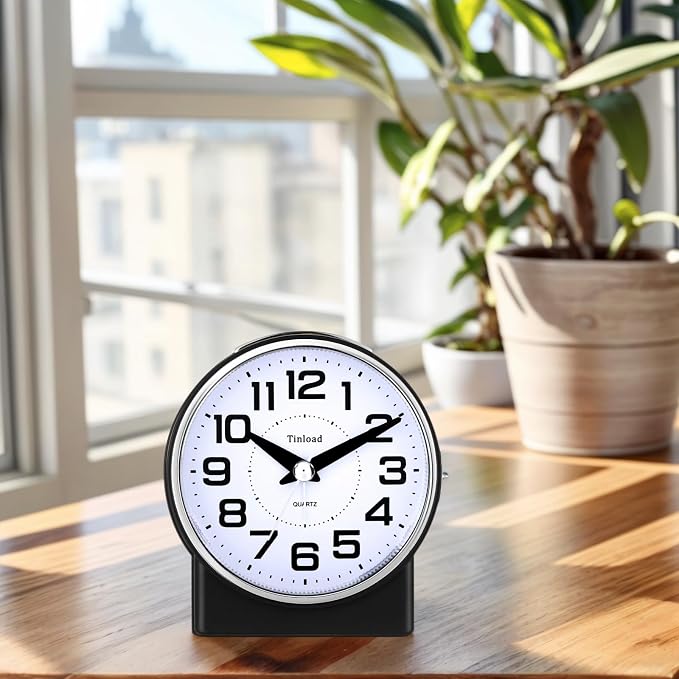 Tinload 4.3" No Ticking Analog Alarm Clock, Silent Readable - Image 8