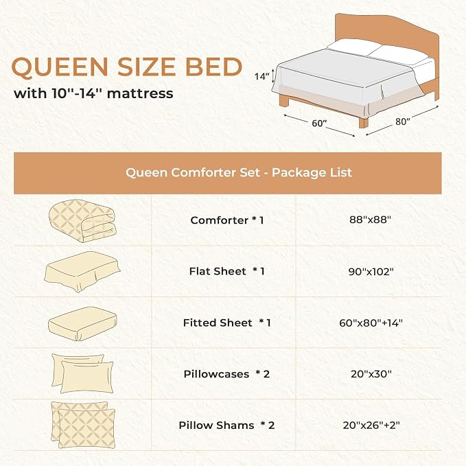 Sasttie Queen Comforter Set, 7-Piece Bed in a Bag, Pintuck Bedding Sets - Image 7