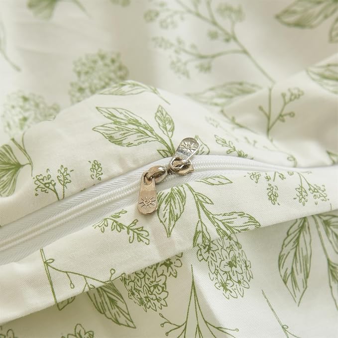 mixinni Girls Boho Green Floral Duvet Cover Set Twin XL Size Cotton Soft - Image 7