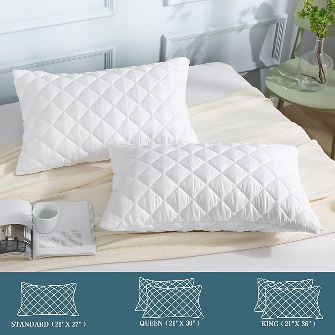UNILIBRA 2 Pack Waterproof Pillow Protector Quilted Queen Size - Image 5