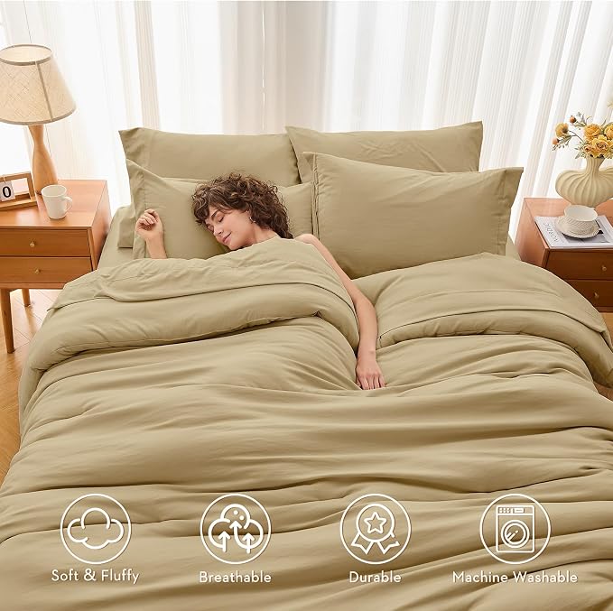 MUXHOMO 7 Pieces Queen Comforter Set, Soft Bed in a Bag Queen Size, All Season - Image 2