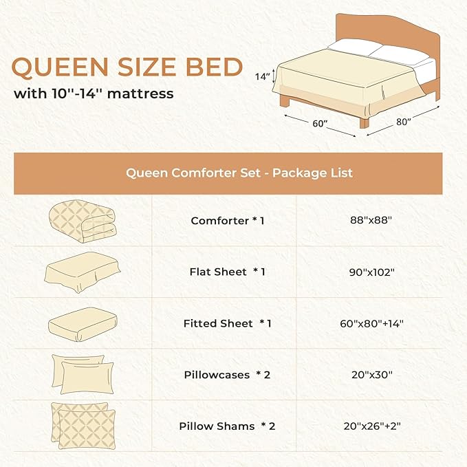 Sasttie Queen Comforter Set, 7-Piece Bed in a Bag, Pintuck Bedding Sets - Image 7