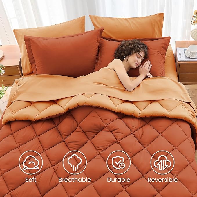 MUXHOMO 7 Pieces Full Comforter Set, Reversible Bed in a Bag Full Size - Image 6