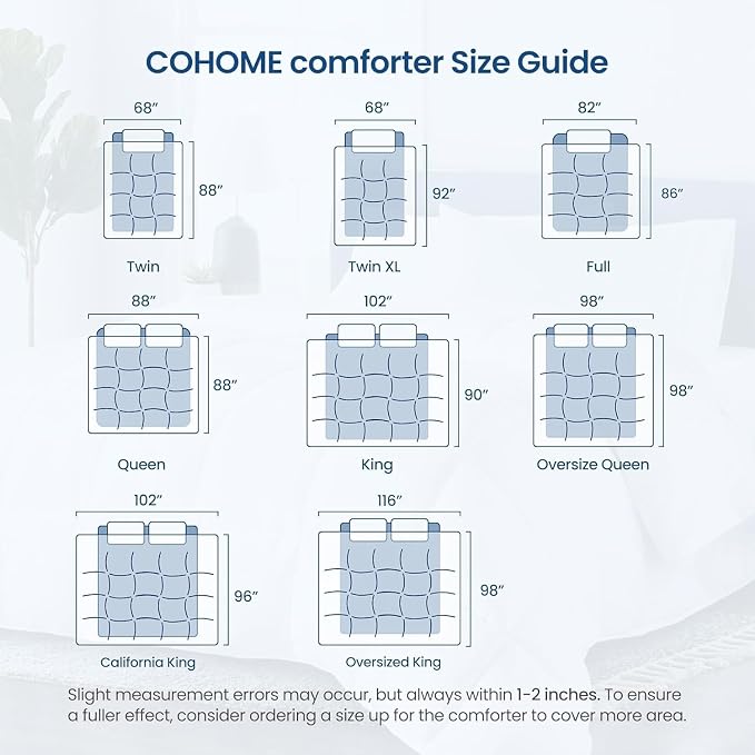 COHOME Premium Full Size Comforter, All-Season Quilted Down Alternative Duvet - Image 7