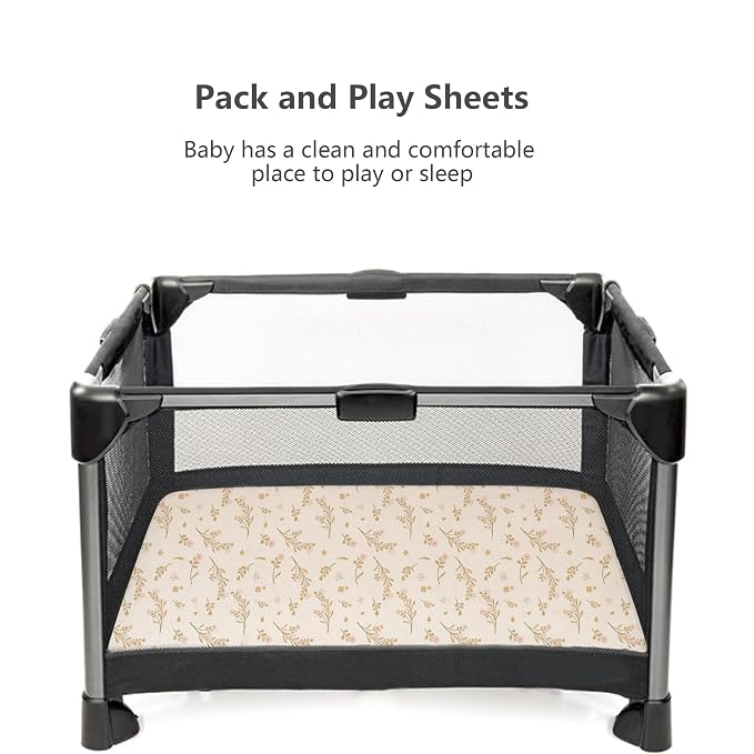 Konssy Muslin Mini Crib Sheets, 100% Soft Cotton Pack and Play Sheets - Image 5