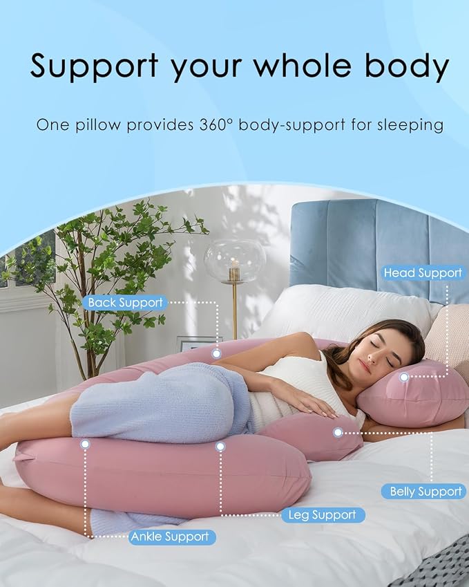 QUEEN ROSE Cooling Pregnancy Pillows, E Shaped Maternity Pillow - Image 3