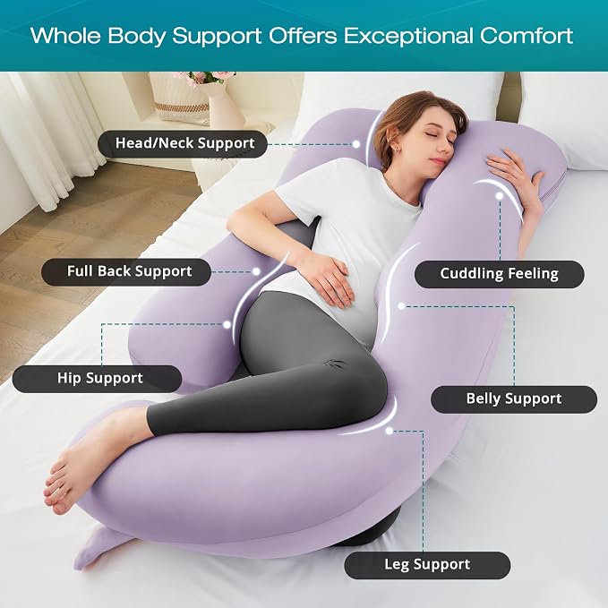 Sasttie Pregnancy Pillows for Sleeping, U Shaped Cooling Full Body Pillow - Image 2
