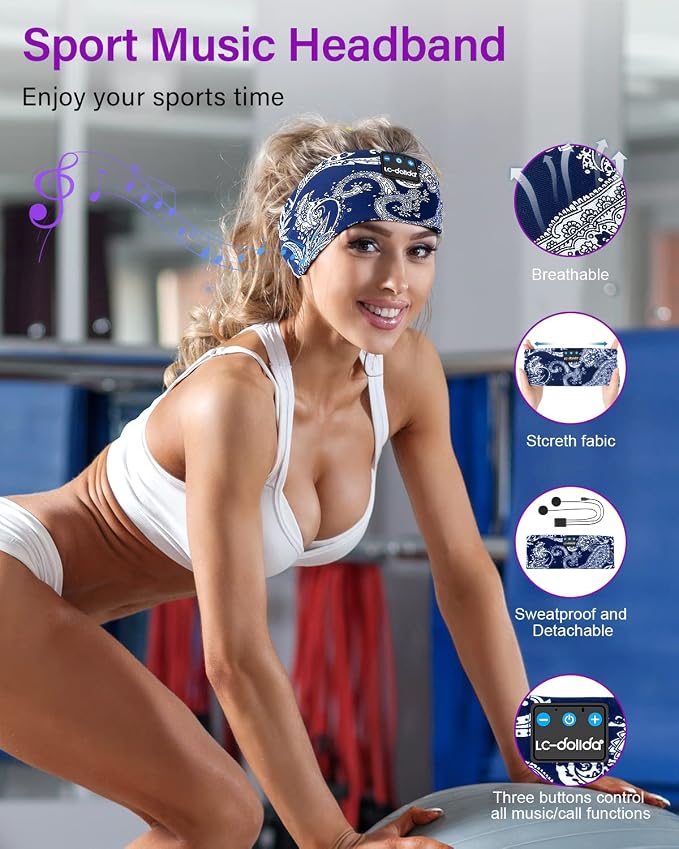 LC-dolida Sleep Headphones Bluetooth Headband Sleeping Wireless Headband - Image 7