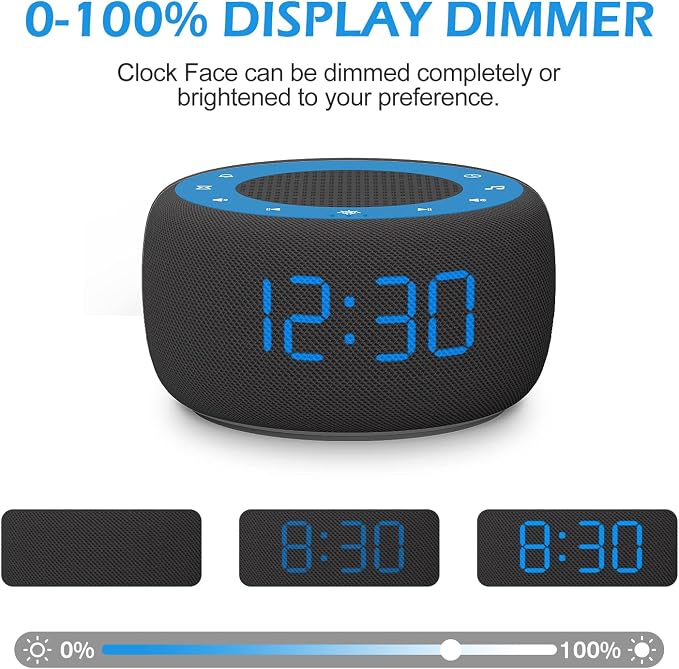 Buffbee Sound Machine & Alarm Clock 2-in-1, 0-100% Clock Face Brightness - Image 4