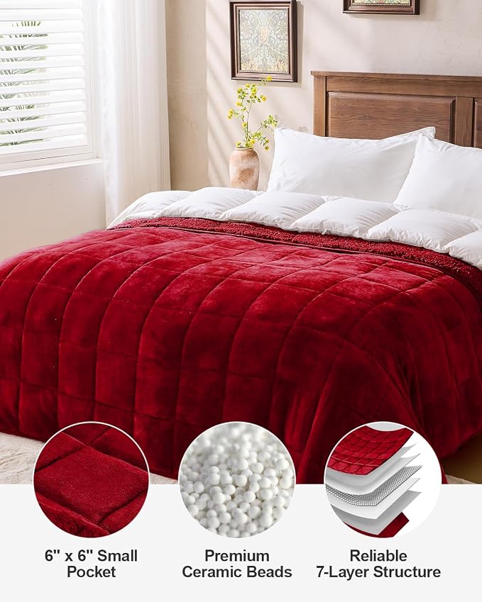 Super Fuzzy Soft Sherpa Fleece Weighted Blanket, 15 lbs Dual Sided Fluffy Heavy - Image 6