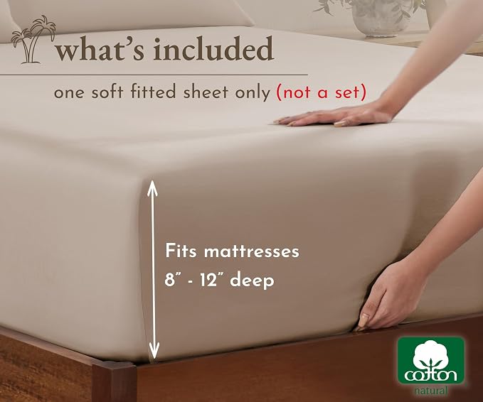 California Design Den Twin XL Fitted Sheet Only, Soft 100% Cotton Sateen - Image 4