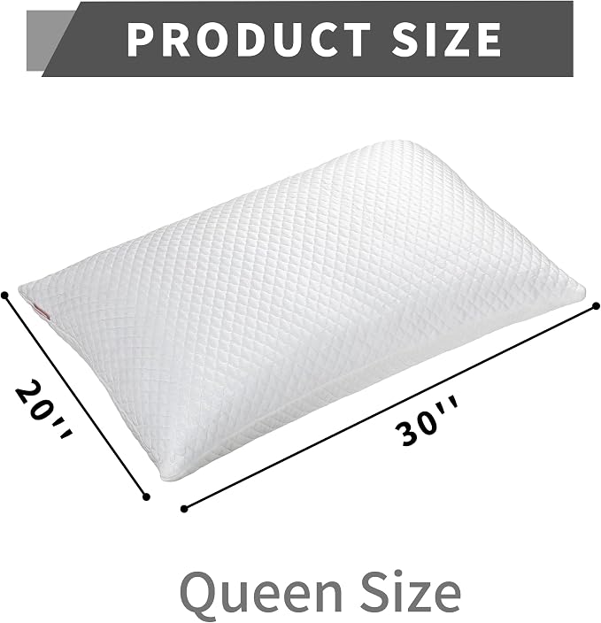 Cooling Pillow for Sleeping Queen Size Set of 2, Shredded Memory Foam Pillows - Image 4