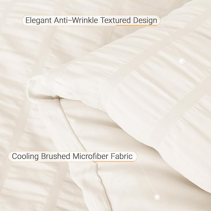 MUXHOMO 7 Pieces Queen Comforter Set, Seersucker Bed in a Bag Queen Size - Image 6