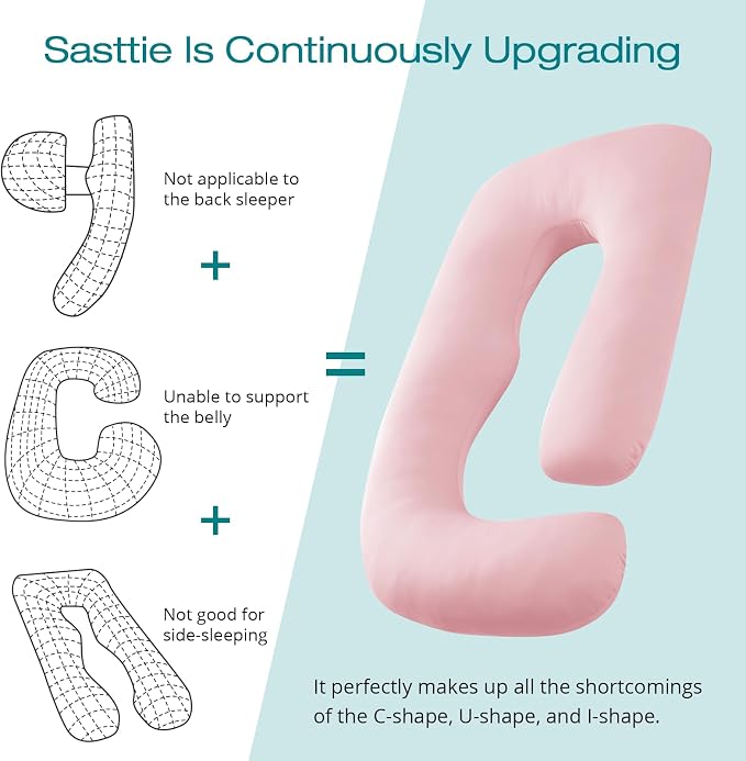 Sasttie Pregnancy Pillows for Sleeping, U Shaped Cooling Full Body Pillow - Image 5