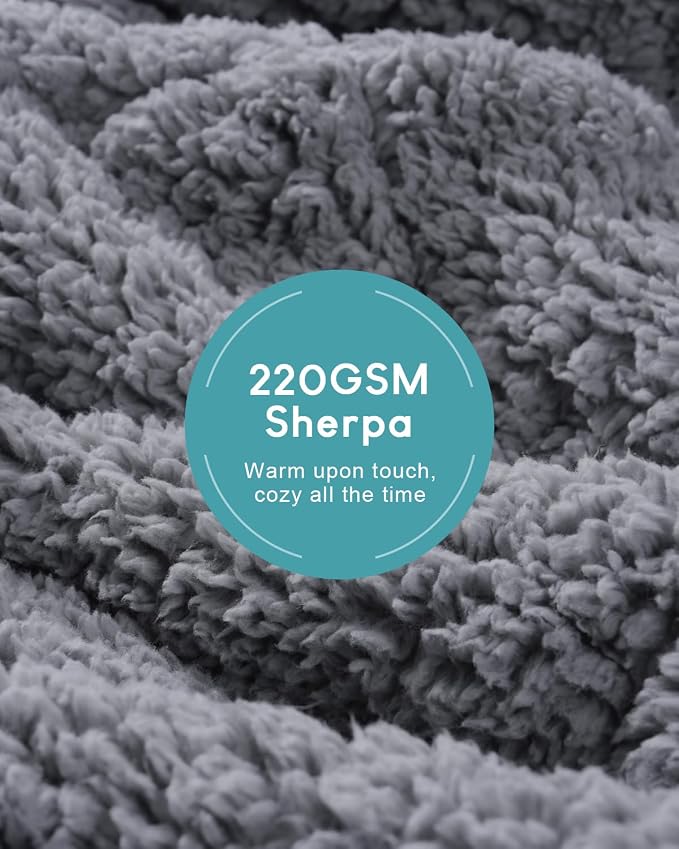 Cottonblue Jacquard Sherpa Weighted Blanket 20lbs - Image 4