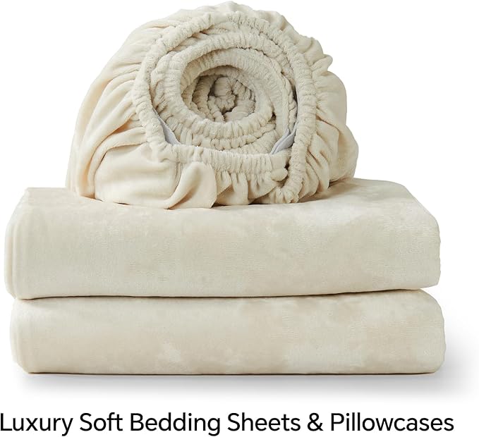 BEDELITE Velvet Fitted Sheet and Pillowcases Set, Luxury Soft Fuzzy Bottom Sheet - Image 8