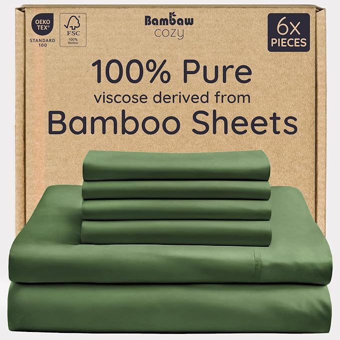 Bambaw 100% Viscose Derived from Bamboo Sheets King Size Set – 6pcs Set of by Bambaw