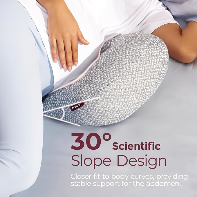 Momcozy Portable Pregnancy Pillow –Memory Foam W Shaped Maternity Great Support - Image 6